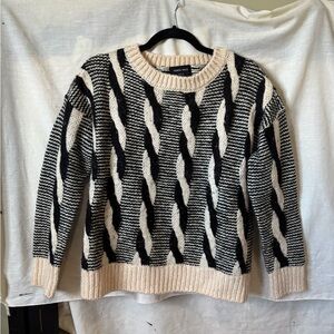 Cable Knit Sweater in Black and Cream